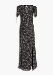 ML Monique Lhuillier - Gathered floral-print jacquard maxi dress - Black - US 4