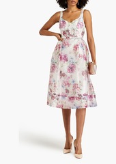 ML Monique Lhuillier - Gathered floral-print organza dress - White - US 0