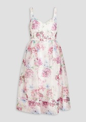 ML Monique Lhuillier - Gathered floral-print organza dress - White - US 0