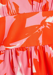 ML Monique Lhuillier - Gathered floral-print taffeta mini dress - Orange - US 6