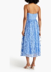 ML Monique Lhuillier - Gathered guipure lace midi dress - Blue - US 2