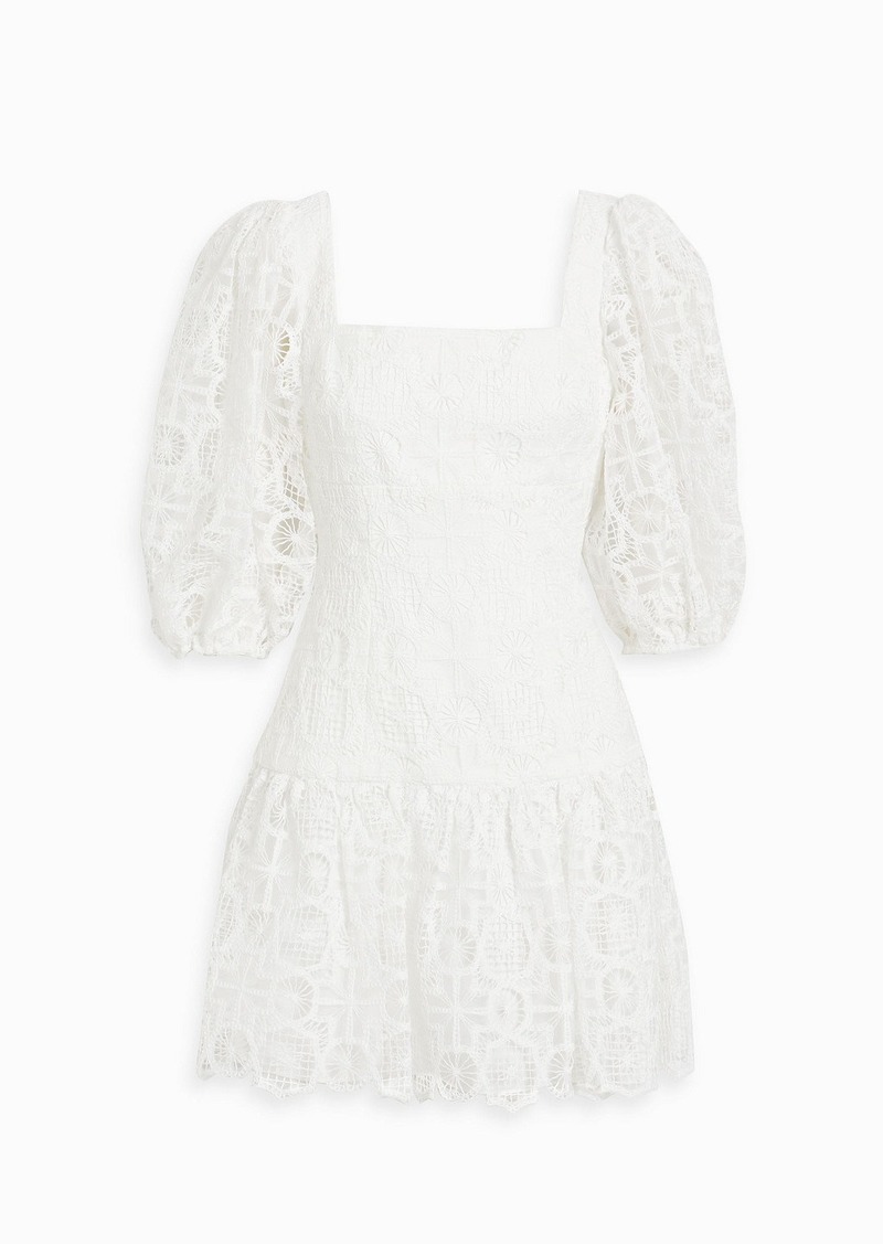 ML Monique Lhuillier - Gathered macramé mini dress - White - US 2