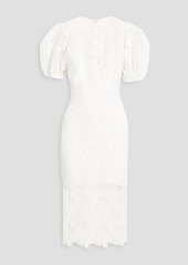 ML Monique Lhuillier - Button-embellished cutout guipure lace midi dress - White - US 6