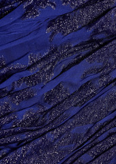 ML Monique Lhuillier - Metallic fil coupé silk-blend midi dress - Blue - US 10