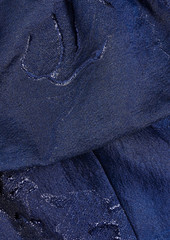 ML Monique Lhuillier - Off-the-shoulder metallic fil coupé cloqué midi dress - Blue - US 2