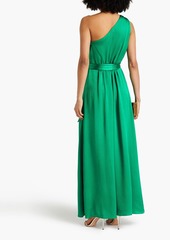 ML Monique Lhuillier - One-shoulder hammered-satin maxi dress - Green - US 0