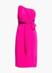 ML Monique Lhuillier - One-shoulder bow-embellished cutout crepe dress - Pink - US 6