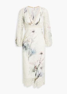 ML Monique Lhuillier - Printed guipure lace midi dress - White - US 4