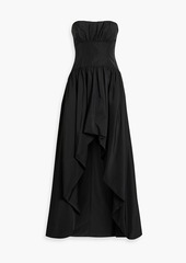ML Monique Lhuillier - Strapless asymmetric taffeta gown - Black - US 10