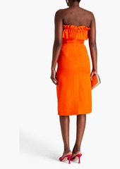 ML Monique Lhuillier - Strapless ruffled ottoman dress - Orange - US 8
