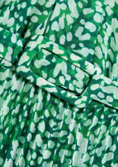 ML Monique Lhuillier - Sylvia printed plissé-chiffon maxi dress - Green - US 2