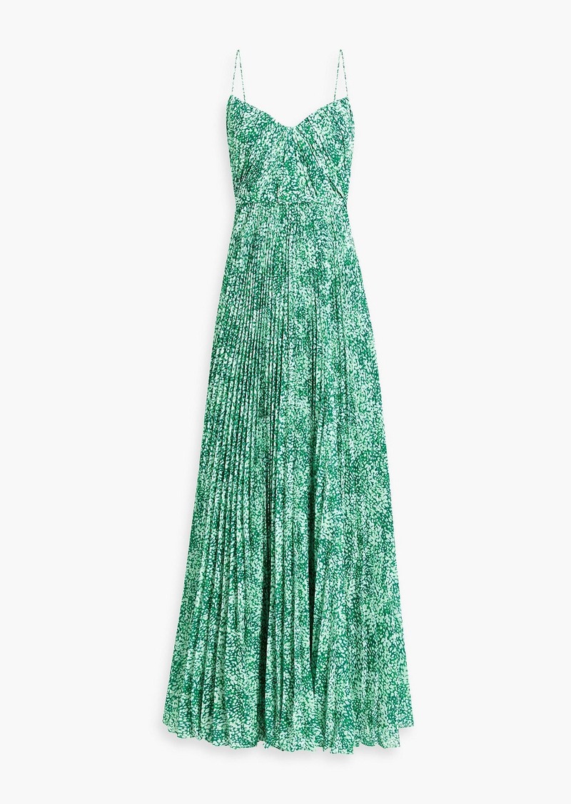 ML Monique Lhuillier - Sylvia printed plissé-chiffon maxi dress - Green - US 2