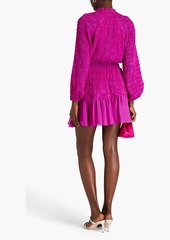 ML Monique Lhuillier - Wrap-effect shirred chiffon mini dress - Purple - US 8