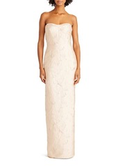 ML Monique Lhuillier Camellia Strapless Jacquard Column Gown