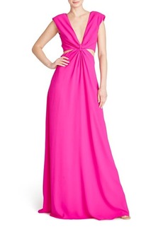 ML Monique Lhuillier Cutout Sleeveless Crepe Ballgown in Pink Sapphire at Nordstrom