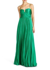 ML Monique Lhuillier Helena Pleated Satin Gown