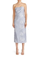 ML Monique Lhuillier Jacqueline Strapless Jacquard Midi Sheath Dress