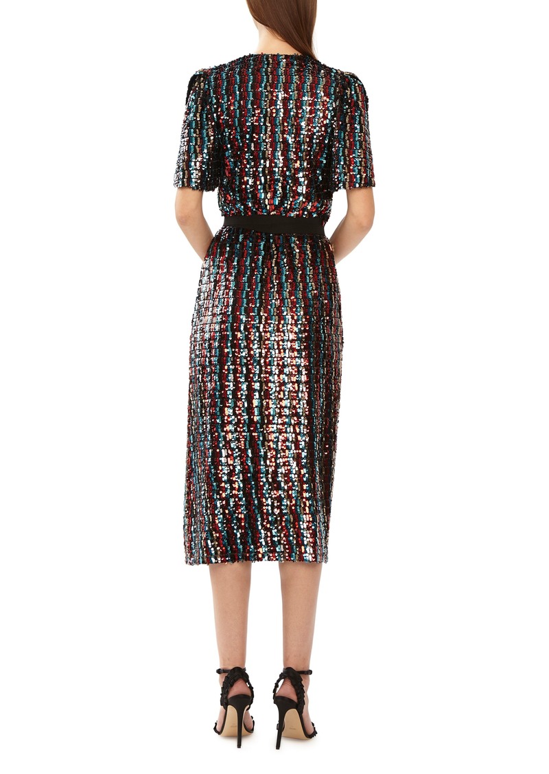 multicolor sequin wrap dress