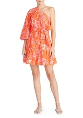 ML Monique Lhuillier One-Shoulder Dress in Dancing Peony Bubble Gum at Nordstrom
