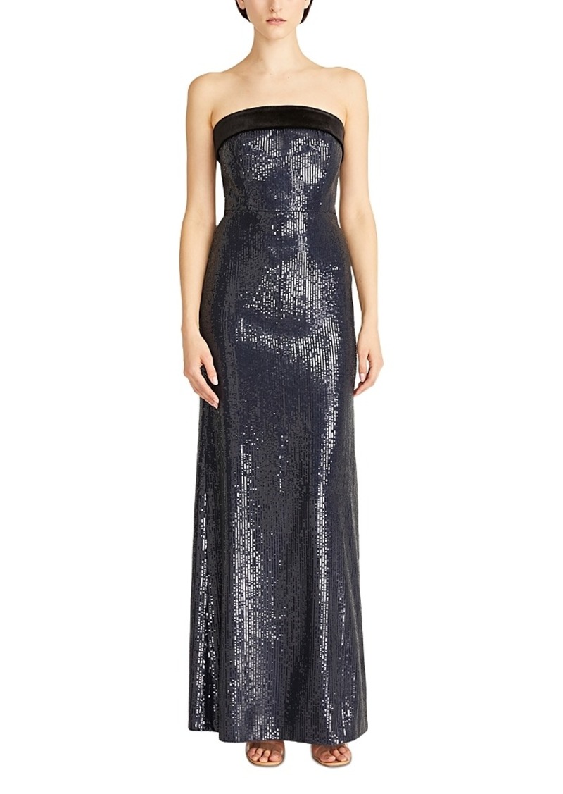 Ml Monique Lhuillier Reese Sequined Strapless Gown