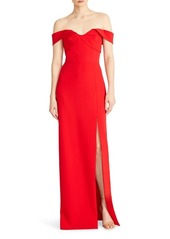 ML Monique Lhuillier Vivian Off the Shoulder Sheath Gown