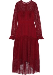Ml Monique Lhuillier Woman Asymmetric Guipure Lace Midi Dress Claret