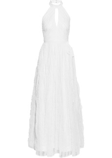 ML Monique Lhuillier - Belted lace and point d'esprit halterneck gown - White - US 6