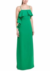 ML Monique Lhuillier Women's Crepe Ruffle Maxi Gown Dress