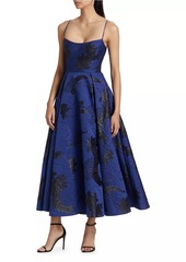 ML Monique Lhuillier Nicolette Floral Jacquard Maxi Dress