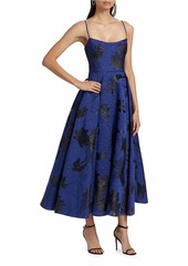 ML Monique Lhuillier Nicolette Floral Jacquard Maxi Dress