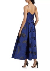 ML Monique Lhuillier Nicolette Floral Jacquard Maxi Dress