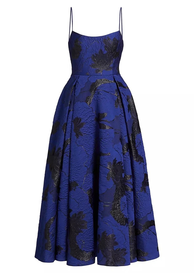 ML Monique Lhuillier Nicolette Floral Jacquard Maxi Dress