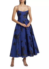 ML Monique Lhuillier Nicolette Floral Jacquard Maxi Dress