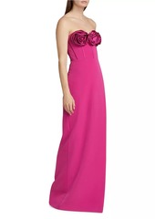 ML Monique Lhuillier Stella Rosette Strapless Corset Gown