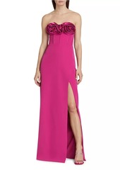 ML Monique Lhuillier Stella Rosette Strapless Corset Gown