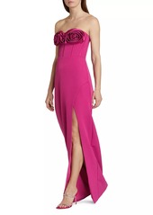 ML Monique Lhuillier Stella Rosette Strapless Corset Gown