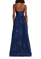 ML Monique Lhuillier Strapless Jacquard Gown