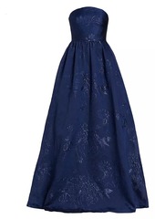 ML Monique Lhuillier Strapless Jacquard Gown