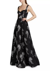 ML Monique Lhuillier Thalia Floral Jacquard A-Line Gown