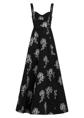 ML Monique Lhuillier Thalia Floral Jacquard A-Line Gown