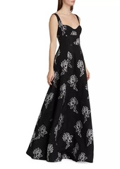 ML Monique Lhuillier Thalia Floral Jacquard A-Line Gown