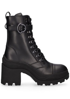 Moncler 80mm Envile Buckle Leather Ankle Boots