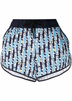 Moncler abstract-print mini shorts