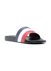 Moncler striped logo-embossed slides