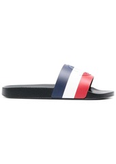 Moncler striped logo-embossed slides