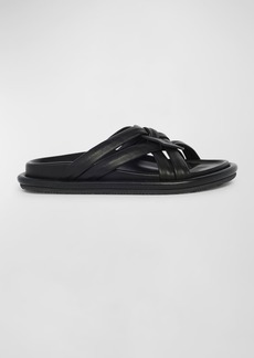 Moncler Bell Leather Crisscross Slide Sandals