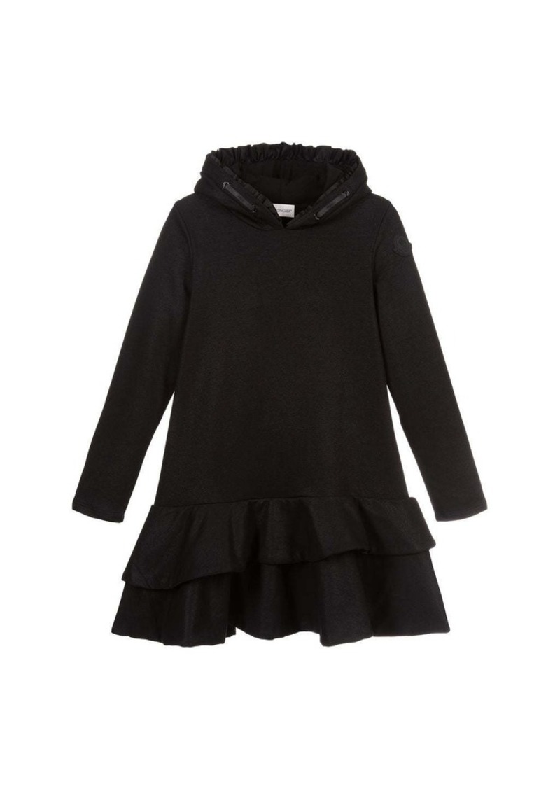 Moncler Black Hooded Ruffle Sweater Dress