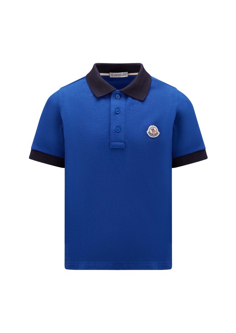 Moncler Blue Cotton Polo Shirt