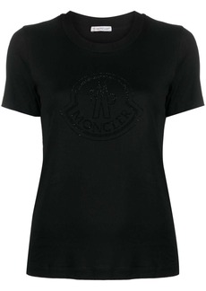 Moncler crystal-embellished logo cotton T-shirt