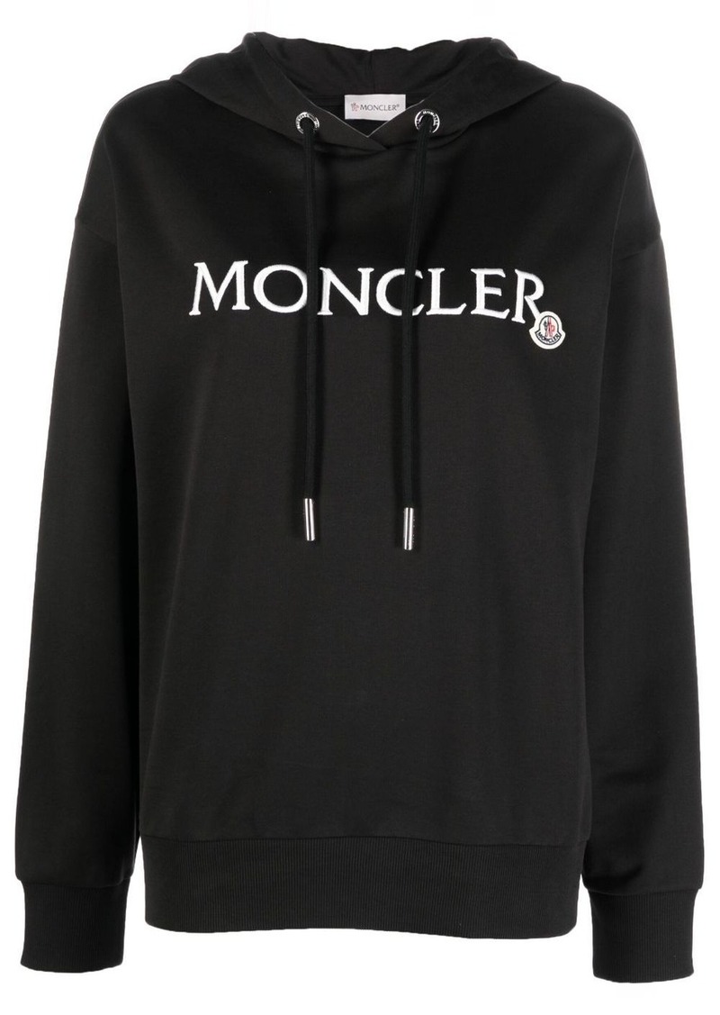 Moncler embroidered-logo cotton hoodie